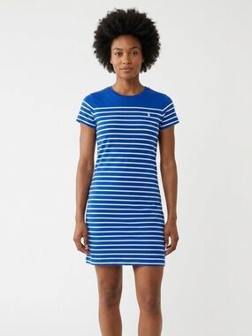 Polo Ralph Lauren Blue & White Striped T-Shirt Mini Dress - Size M
